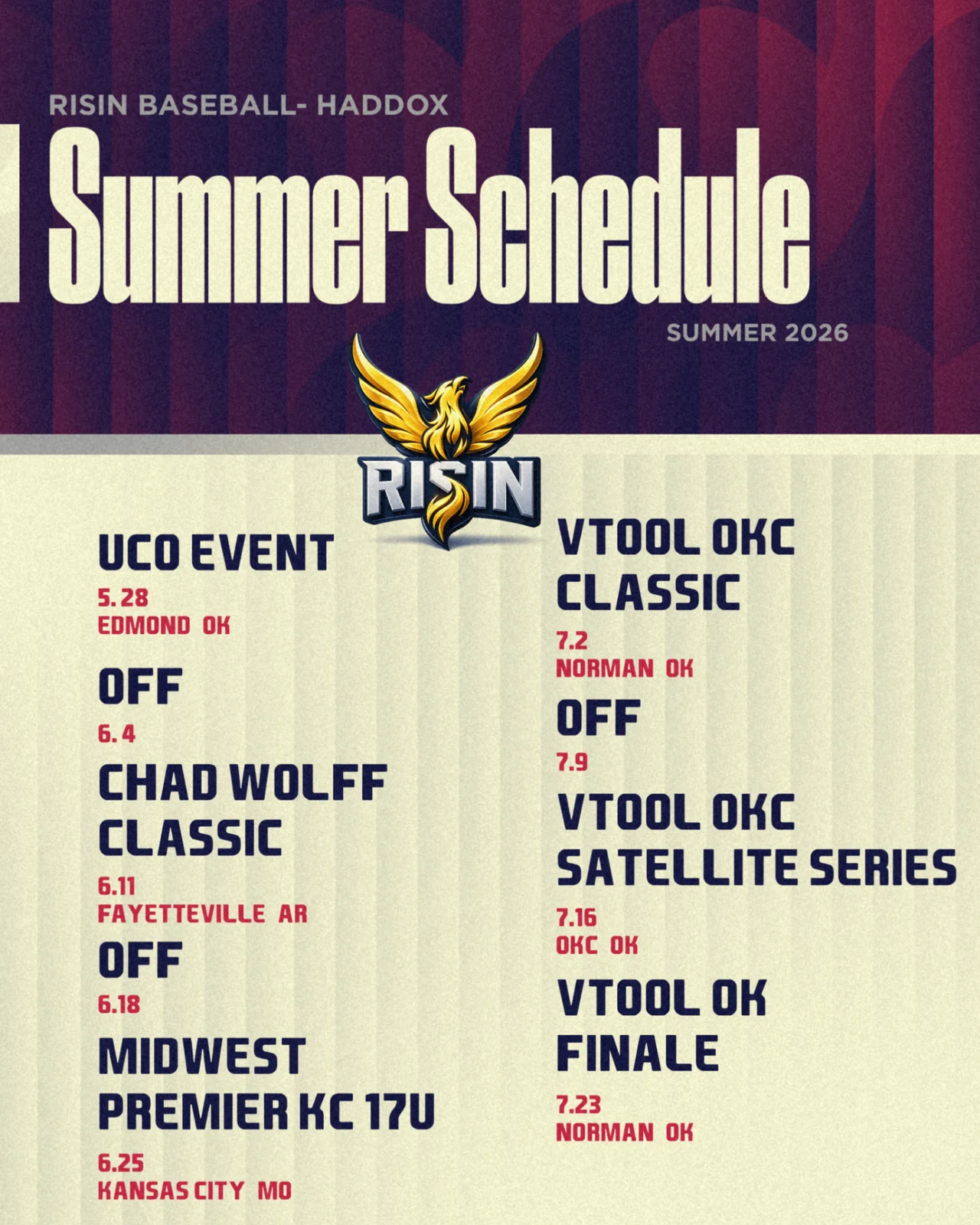 2027 Haddox Schedule