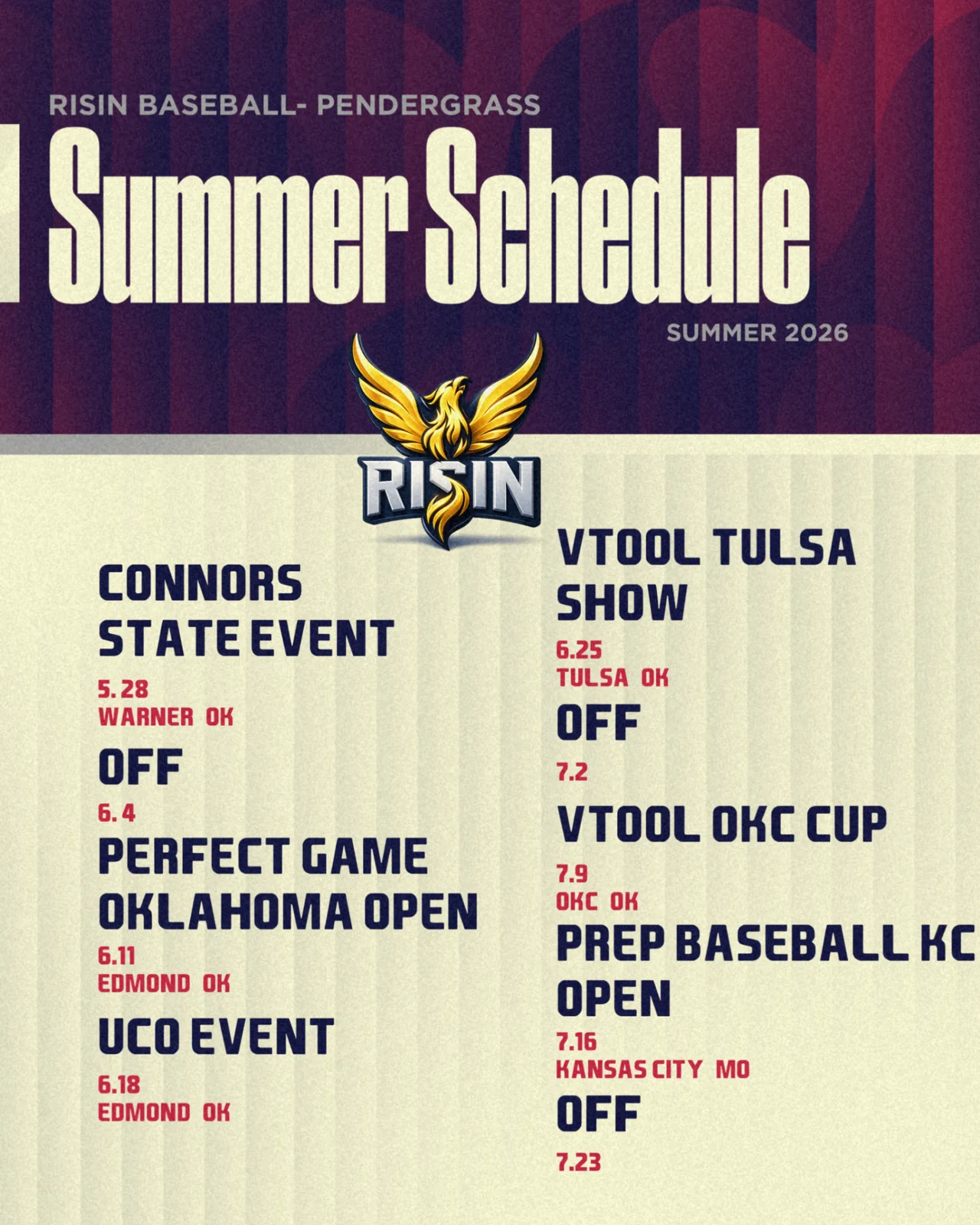 2027 Pendergrass Schedule