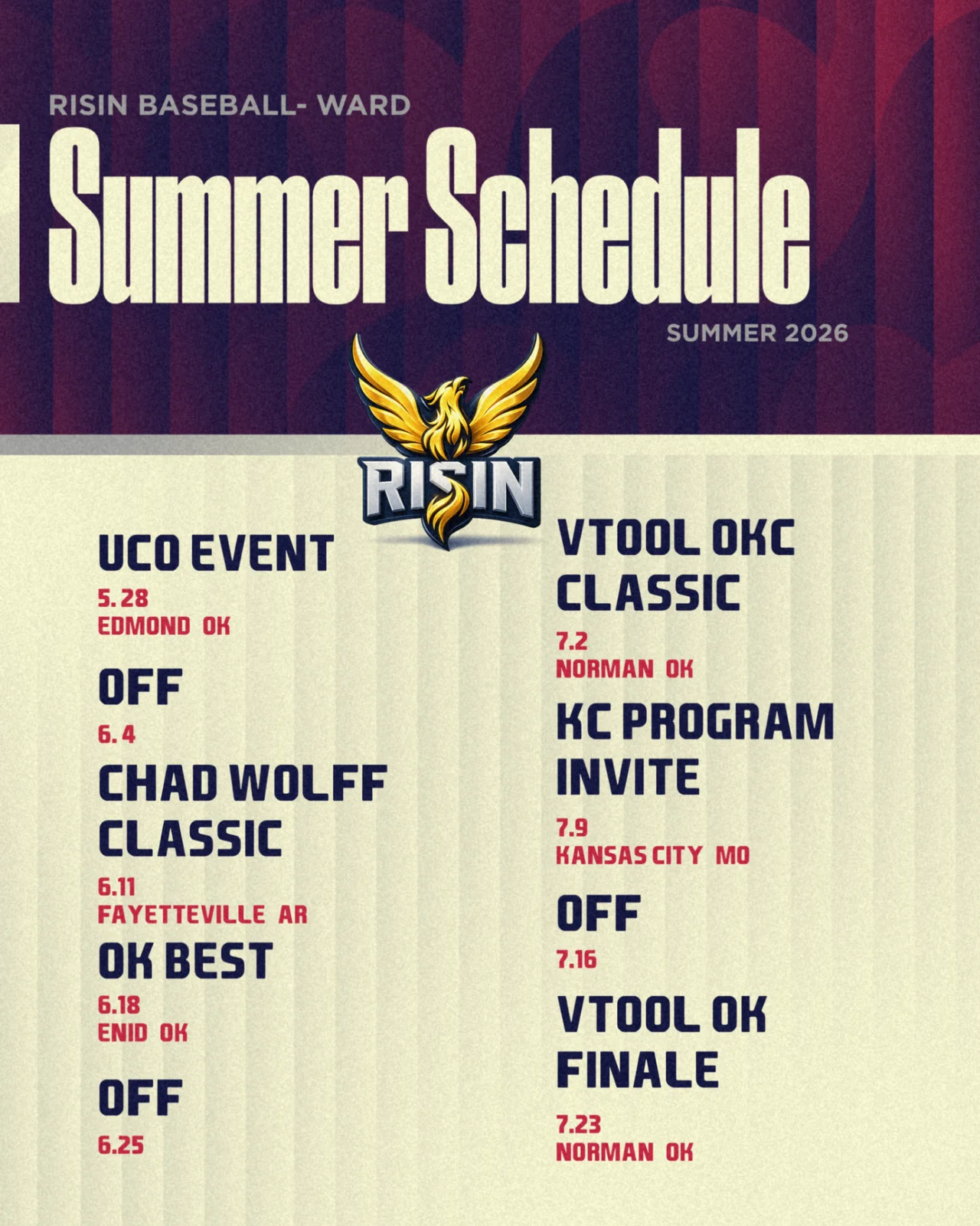 2027 Ward Schedule