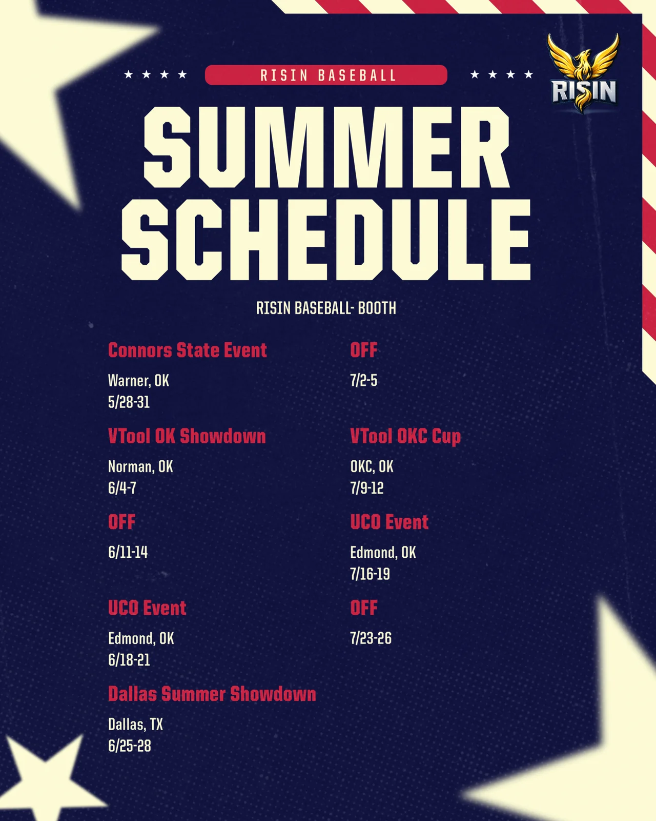 2028 Booth Schedule