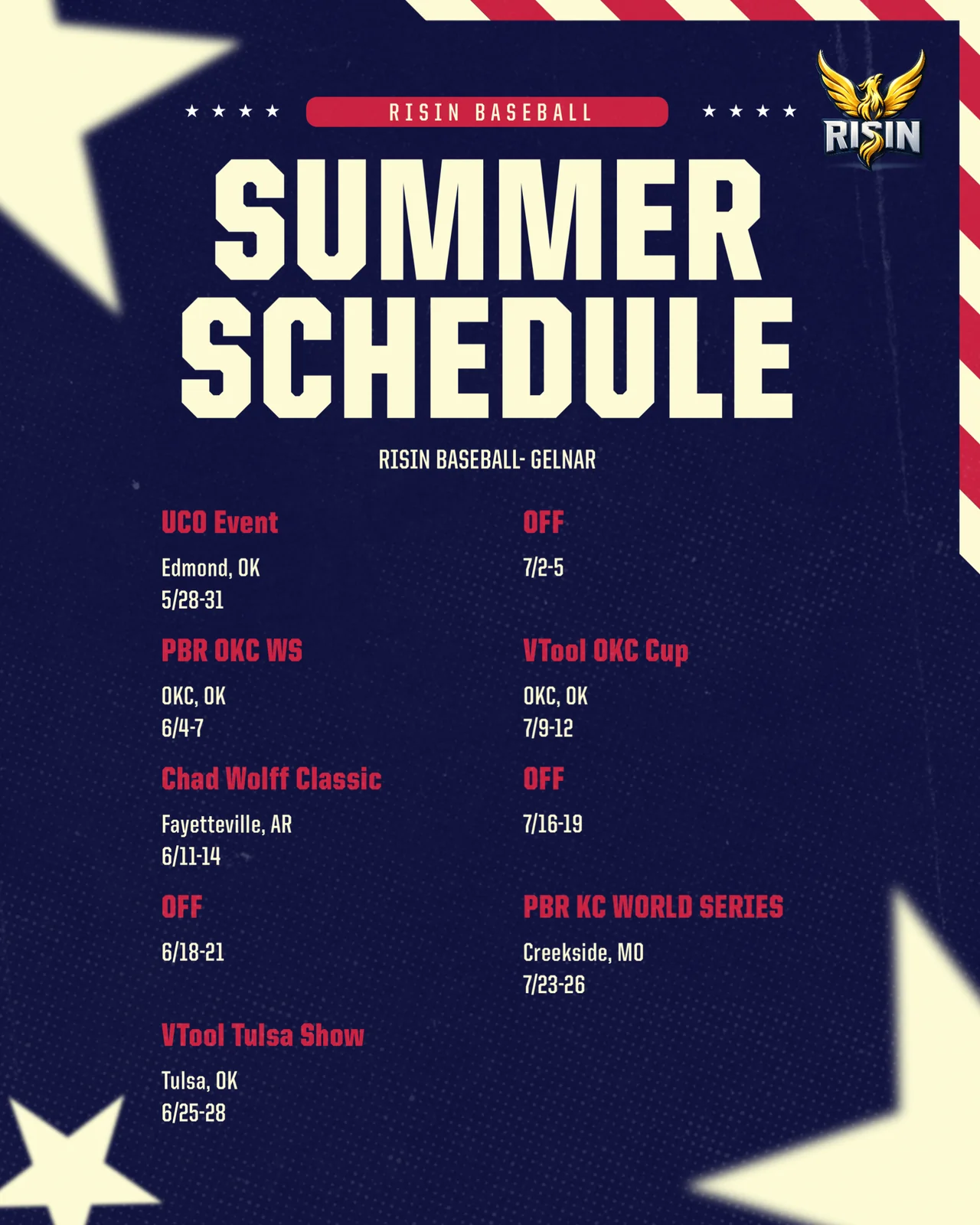 2028 Gelnar Schedule